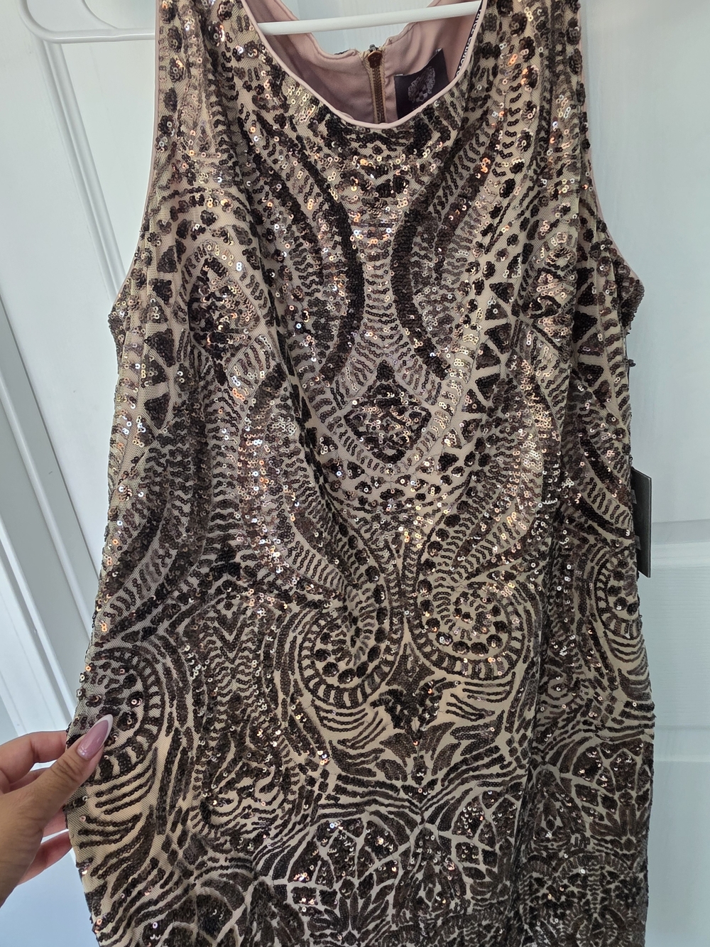 Vince Camuto Blush Pink Sequin Embellished Sleeveless Camisole